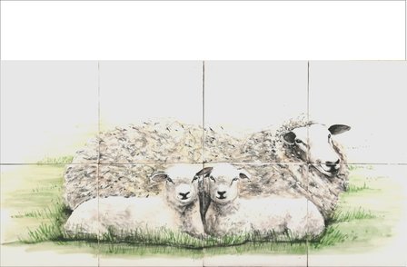 Tegeltableau Schaap met lammetjes