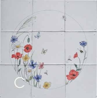 Tegeltableau bloemen C