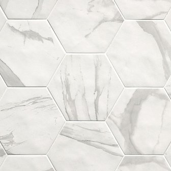 Hexagon Roma Statuario mat 21,6x25 -marmerlook