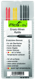 Pica Dry stiftenset zwart, rood, geel