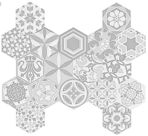 Hexagon wandtegel Vodevil Decor White 17,5x17,5 cm - impressie