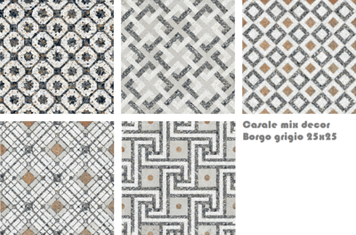 Vloertegel Terrazzo tegels Casale Borgo grigio 25x25 MIX